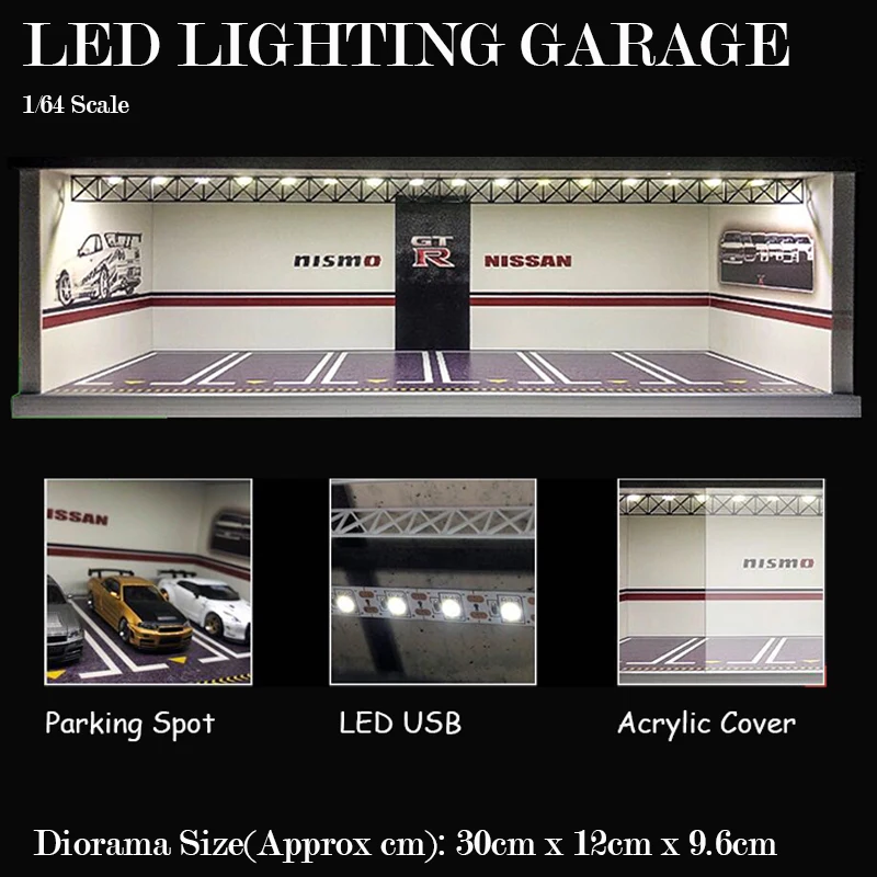 Diorama 1:64 Model Car LED Lighting Garage Parking Lot Display Case Scenery Collection (Garffiti/GTR/FAST) | Игрушки и хобби
