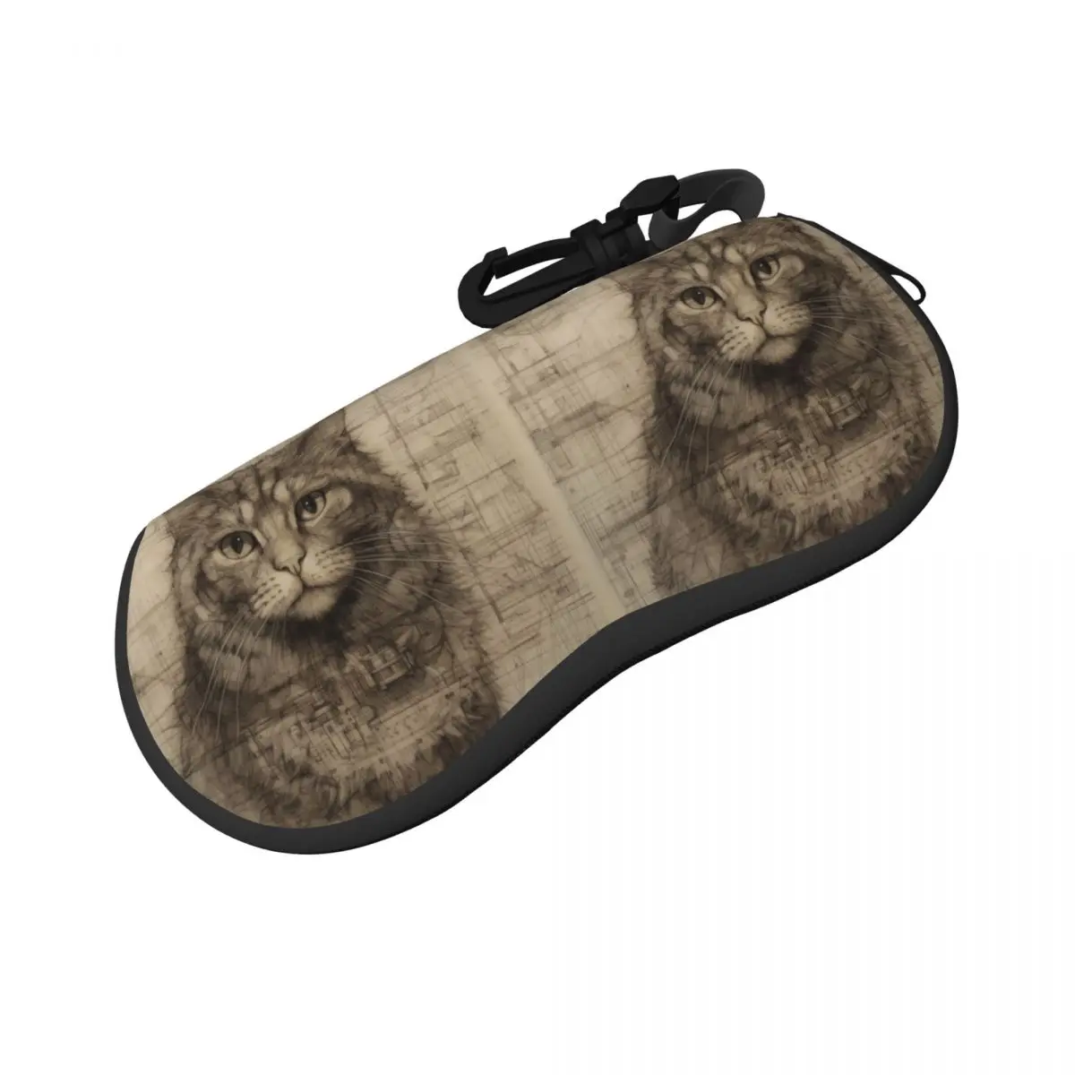 

Cat Horizontal Glasses Case Pencil Drawing Personalized Men Women Sunglasses Pouch Pocket Soft Eyewear Box