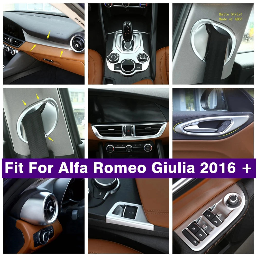 

Center Control Air AC Outlet Lift Button Gear Box Panel Cover Trim For Alfa Romeo Giulia 2016 - 2020 Matte Interior Refit Kit