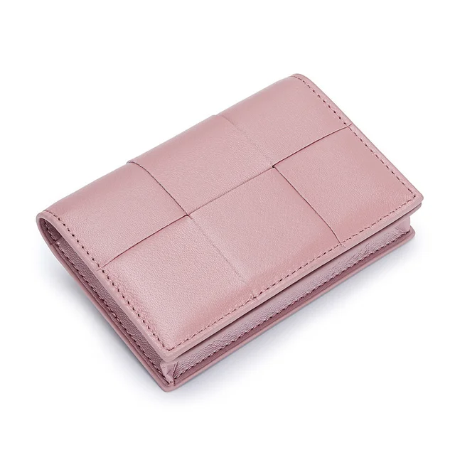 Small Sheepskin Woven Card Bag Woman Short Wallet Handy Bag Card Bag Lady Coin Purse For Girl Coin Purse Woman Short Wallet 2
