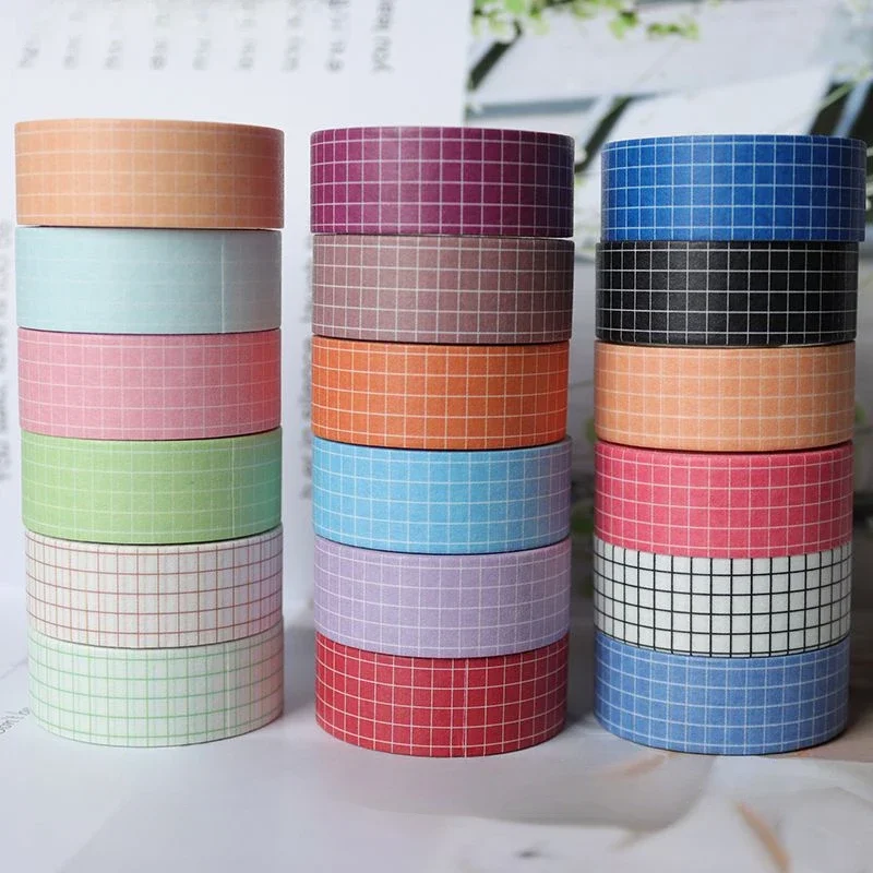 

Washi Tape Set Checkered Handbook Material Sticker DIY Decoration Journaling Diary Stationery Adhesive Scrapbook Notepad Collage