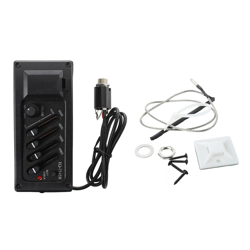 2X полный комплект EQ Pre-Amp Plus Pickup для акустической гитары 7545R-4 Bands Colume Control |