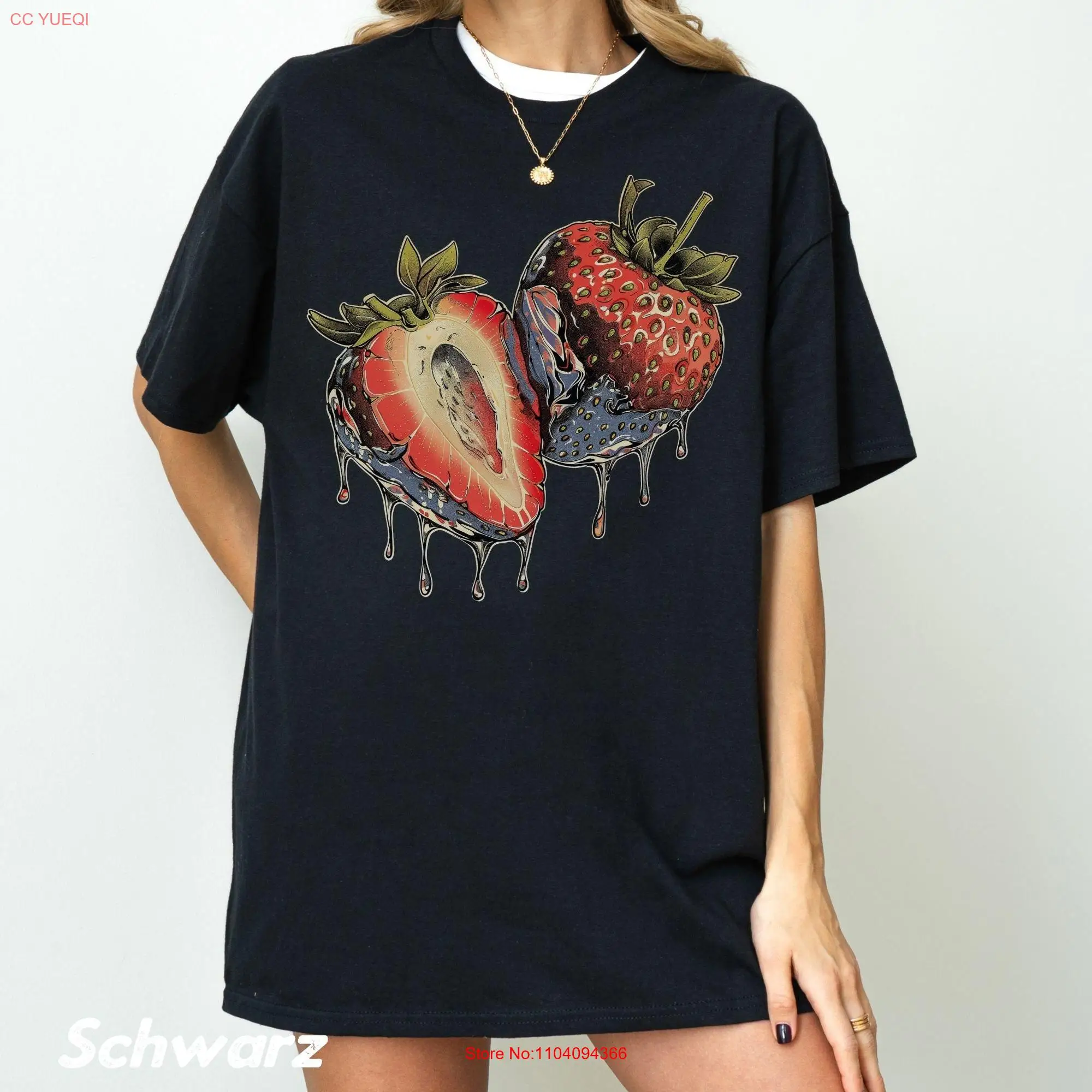 Футболка мужская хром-клубника Y2K серебристая футуристическая уличная одежда в