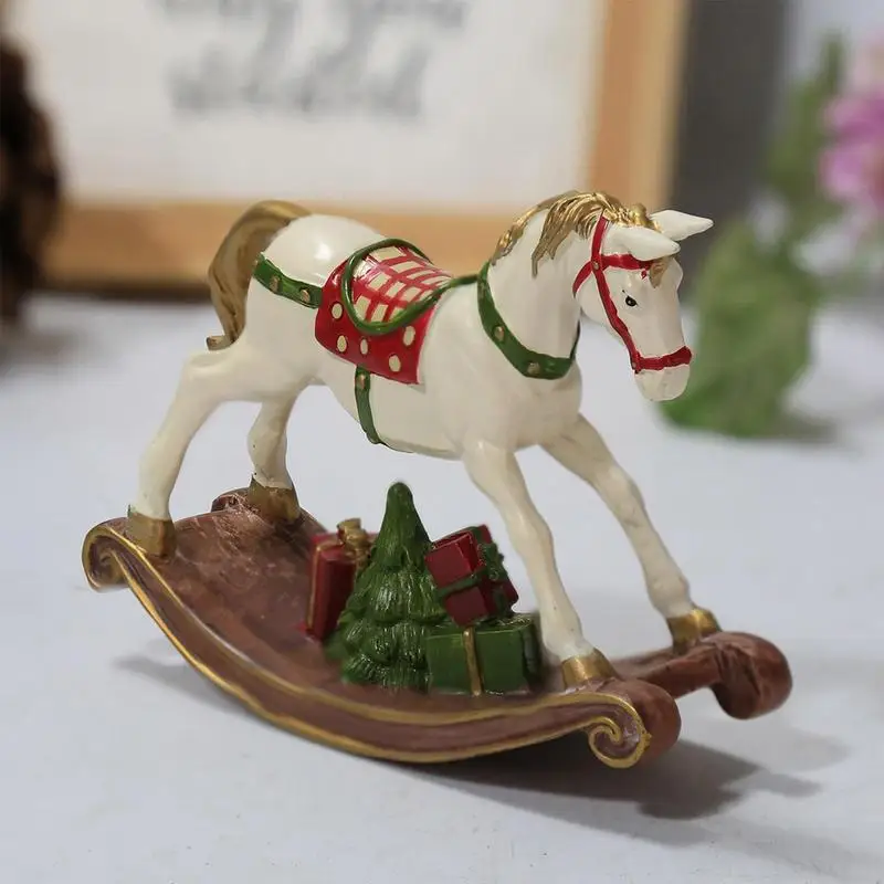 

Color Painted Resin Rocking Horse Figurine Mini Christmas Rocking Horse Ornaments Christmas Decorations Hanging Tree Ornaments