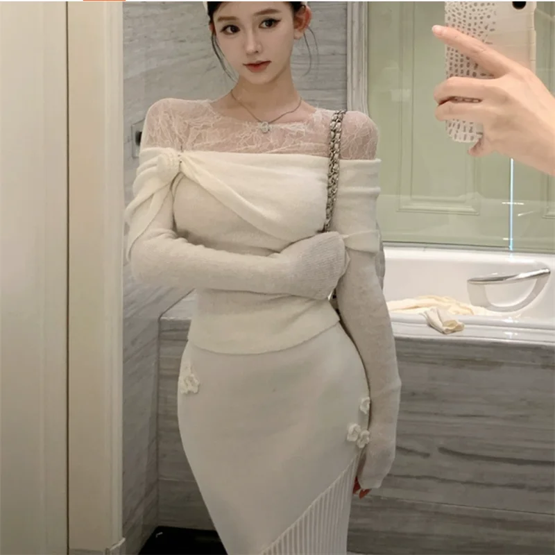 Модные элегантные женские комплекты из 2 предметов прозрачное кружево в стиле