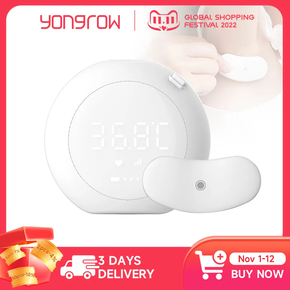 

Yongrow Rechargeable Armpit thermometer Infant and child electronic thermometer 24-hour body temperature monitoring Temperature
