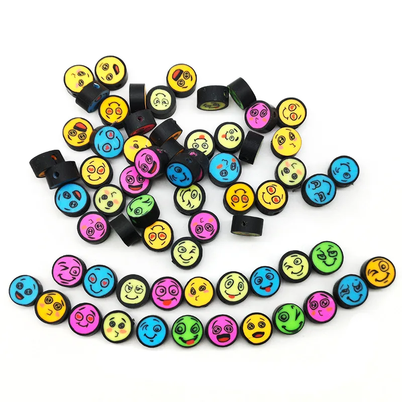 

10mm Bead Round Funny Expression Happy Anger Sad Smile Mobile Phone Chain Bracelet Material Wholesale Beads for Jewelry Making