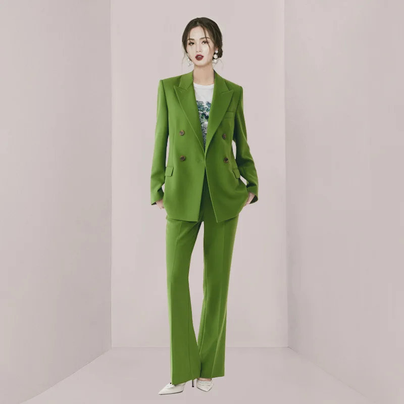 2022 Spring Woman's Green High-end Temperament Suit