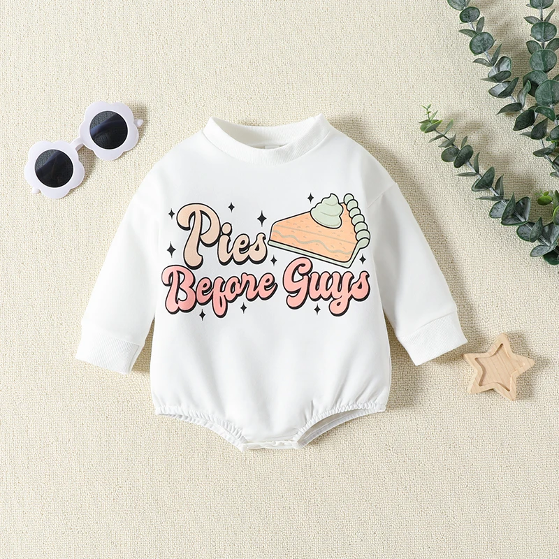 

2023-07-05 Lioraitiin 0-18 месяцев боди для маленьких девочек на День Благодарения повседневный комбинезон с длинным рукавом буквенным принтом тыквы пирога