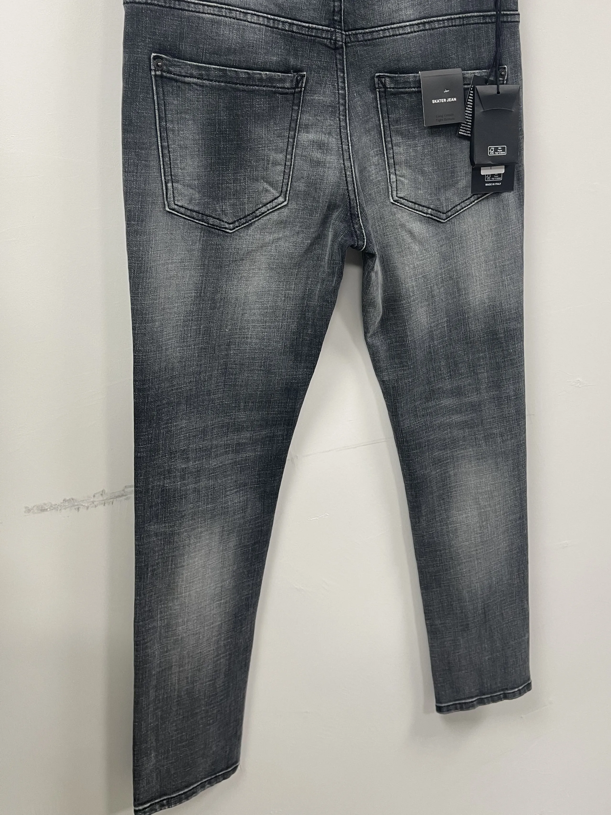 2024 новые модные мужские рваные нашивки с краской старые эластичные облегающие