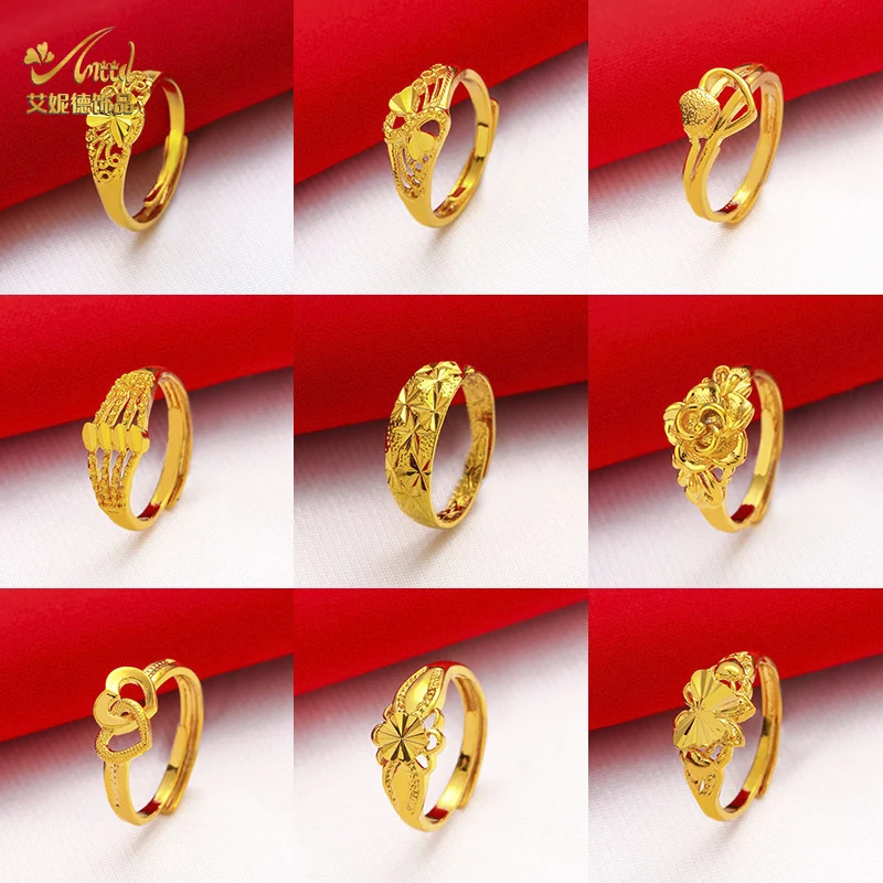 ANIID Dubai Gold Color Ring For Women Resizable Brazilian Wedding Bride Arabic Ethiopian Finger Ring Nigerian Jewellery Moroccan