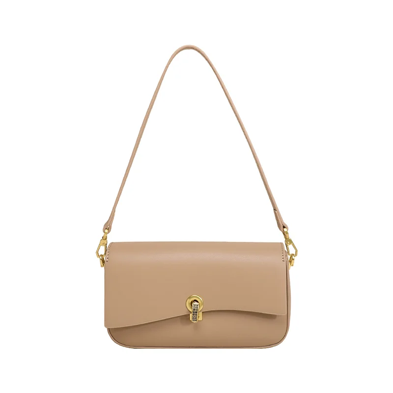 

Women White Square Underarm Bags Diamond Lock Female Shoulder Small Handbags Niche Design Advanced Satchel Commute Apricot PM267