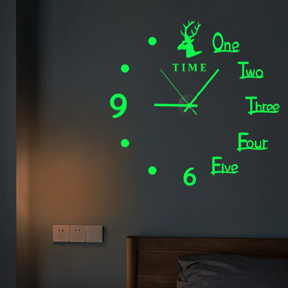 

New Creative Luminous Wall Clock Living Room Diy Wall Sticker Clock Mute Clock Clock Wall Home Decor Wall Digital Clock