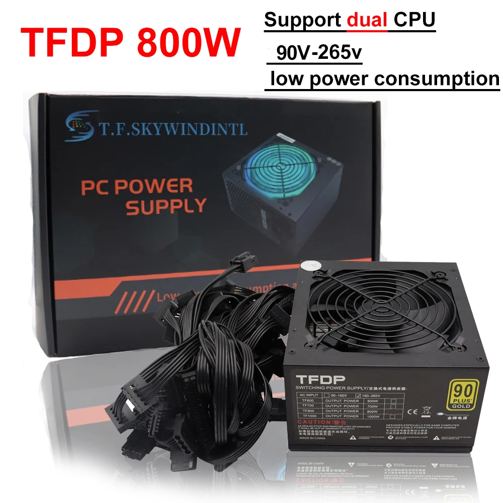 NEW Gaming PC Power Supply Rated 800W Max 1000W Mining PSU 24PIN ATX  Bitcoin Miner ETH Coin Mining Ethereum 220V