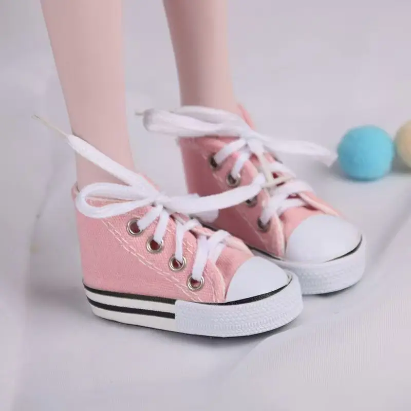 Фото 1 пара парусиновых туфель 7,5 см для куклы 1/3 BJD, аксессуары для кукол 60 см, мини-повседневные кроссовки, обувь с вышивкой для девочек, платье своими руками №2