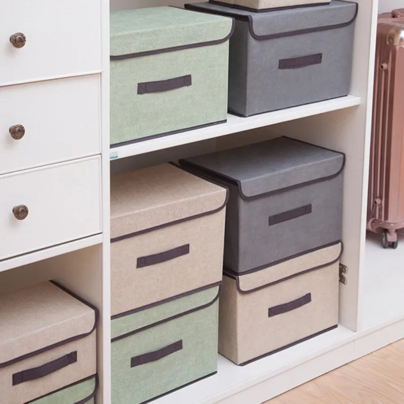 

2023 Storage Boxes with Lids No Smell Polyester Fabric Clear Storage Baskets Containers Bins With Double Cover Organizer storage