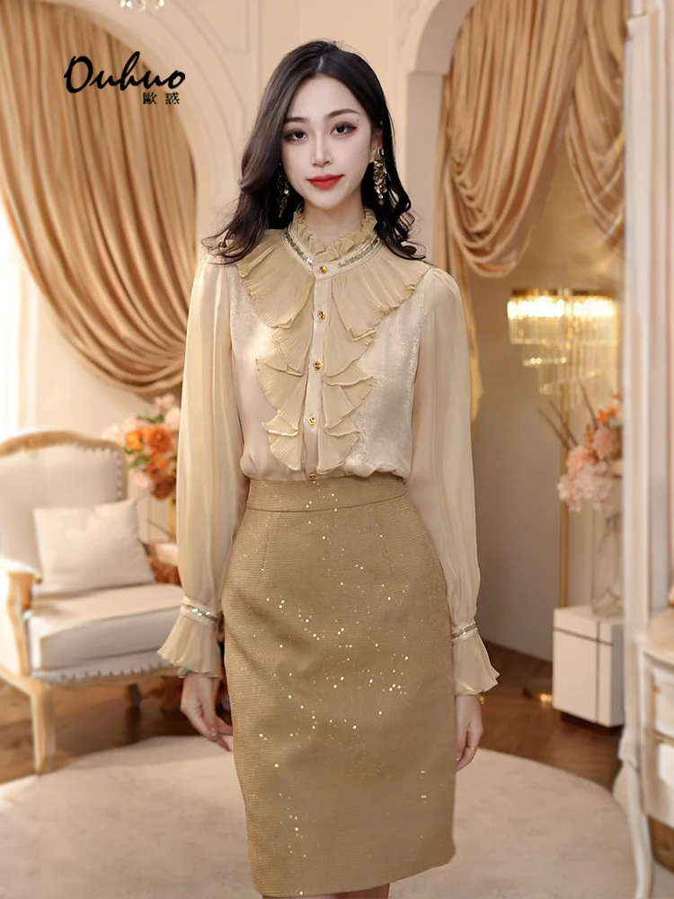 New Chinese Sle Embroidery Top Women clothes 2024 Spring Popular Design Sense Shirts Korean Series Early Wear