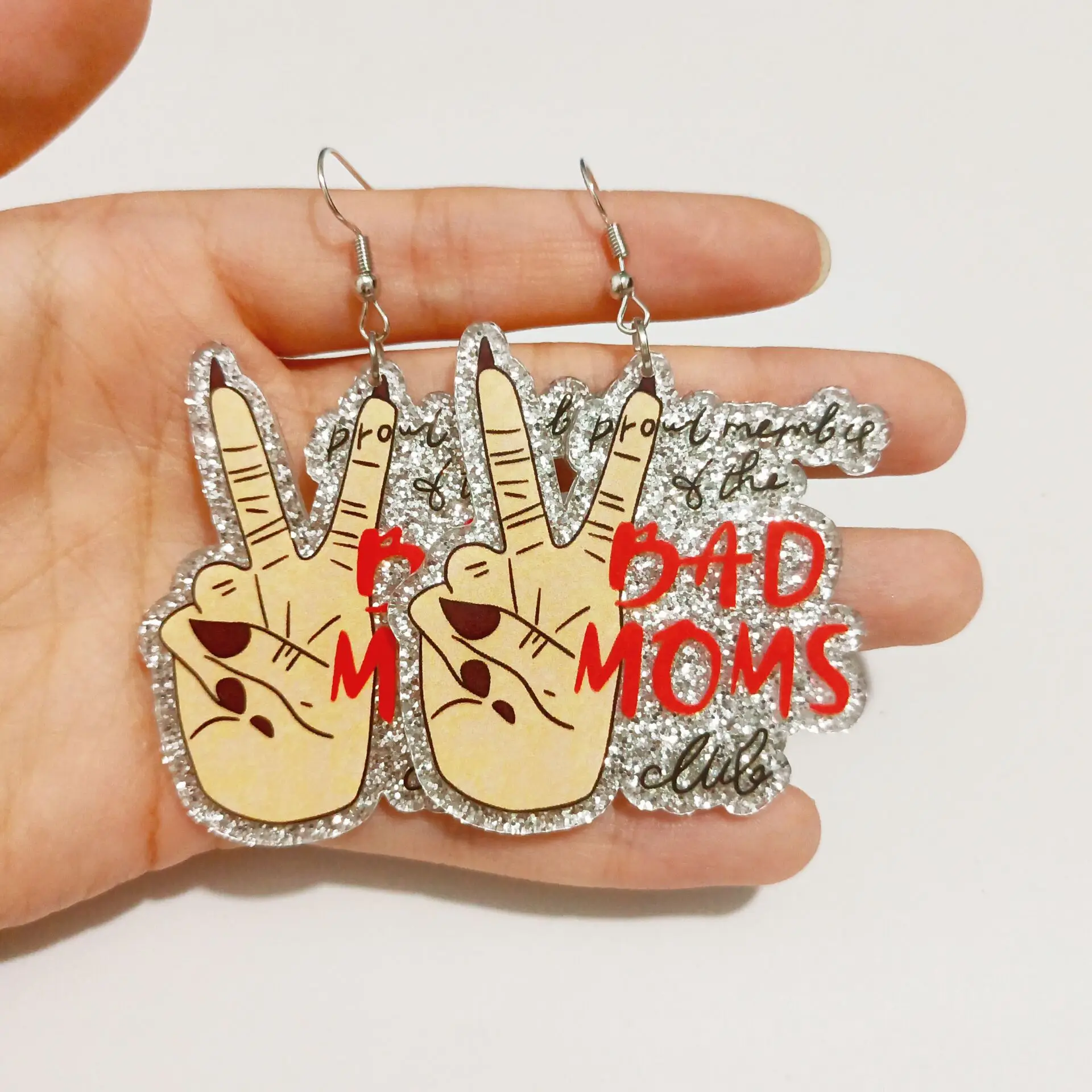 1 пара блестящие эпоксидные армейские серьги-подвески в виде собаки и мамы серьги