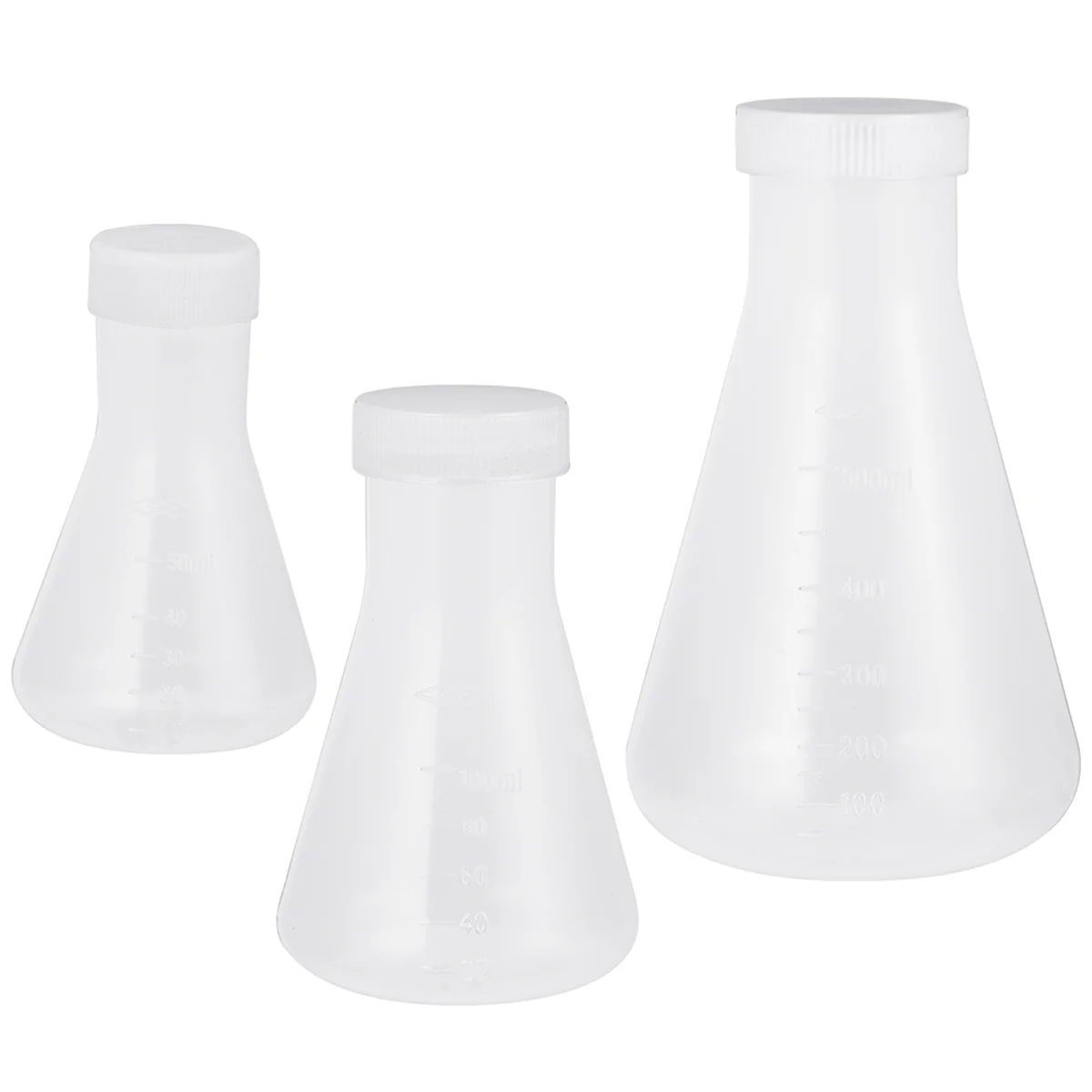 

3 Pcs Plastic Erlenmeyer Flask Stopper Laboratory Experiment Beakers Conical Chemistry Measuring Cup Scale