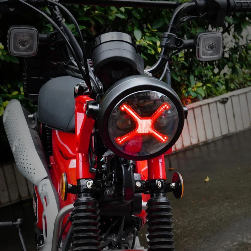 Фото Фара DRL Smoky Black X-Style — комплект светодиодов 5,75 дюйма, подходит для Honda CT125 JA65 Hunter Cub №1