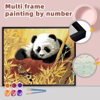 ruopoty diy painting by numbers with multi aluminium frame kits 60x75cm panda number painting handiwork wall decor gift