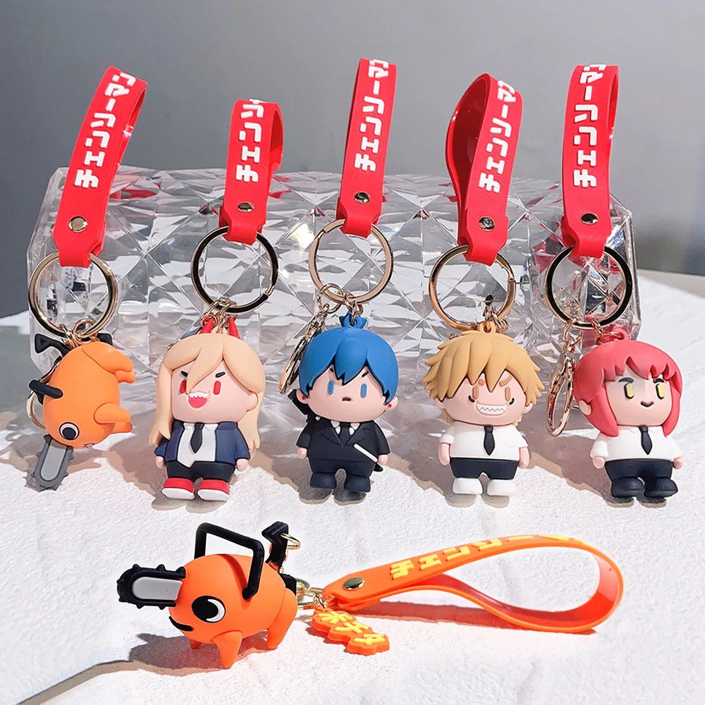 

Anime Chainsaw Man Keychain Very Cool Soft Rubber Devil Denji Car Keyring Cute Pochita Toy Key Chain Bag Pendant Key Holder Gift