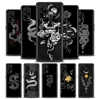 phone case for realme 5 6 7 7i 8 8i 9i 9 xt gt gt2 c17 pro 5g se master neo2 soft silicone case cover snake black rose skeleton