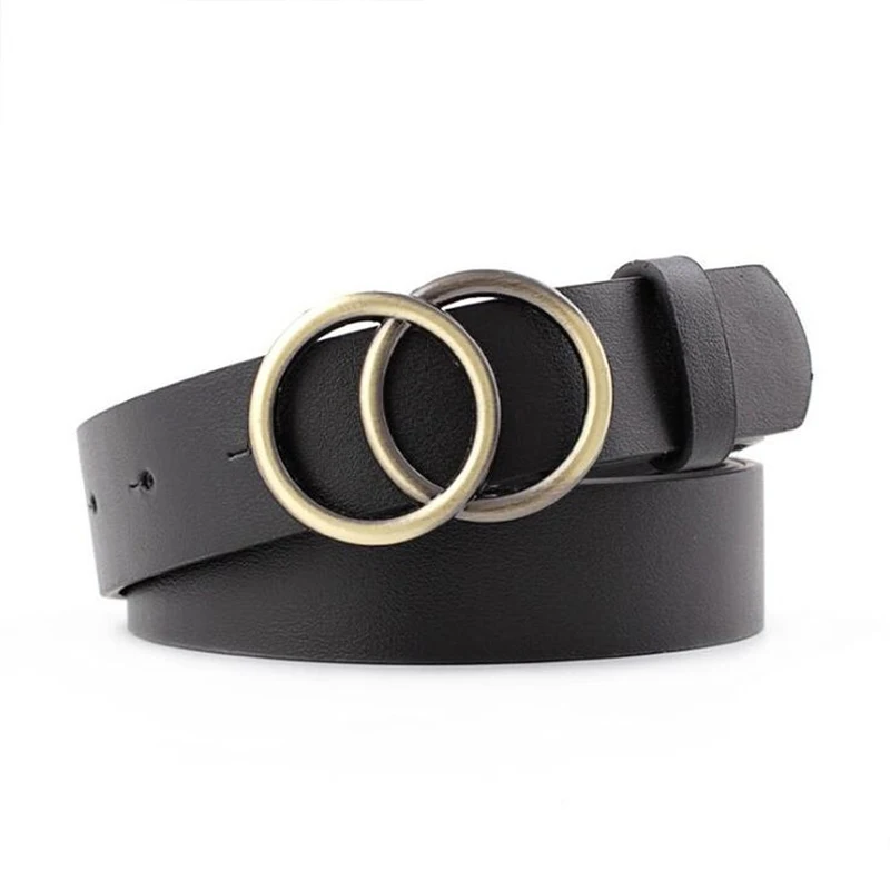 Ремень с двумя кольцами для женщин и девочек модный пояс из искусственной кожи