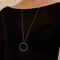 fashion round pendant necklace for women long sweater chain vintage large circle pendant necklace simple jewelry for women girls