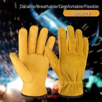 safety leather work gloves mechanic tradesman farmer carpenter gardening builder gloves welding farm carrying cowhide gloves