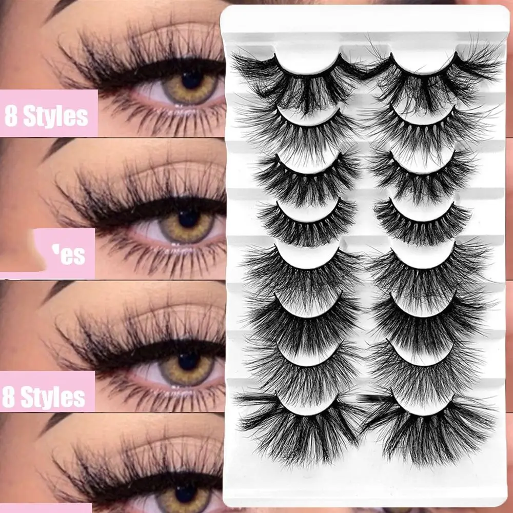 

Cruelty-free Natural Long Fluffy Messy Eyelash Extension SKONHED 8Pairs False Eyelashes 3D Mink Hair 8-25mm Lashes