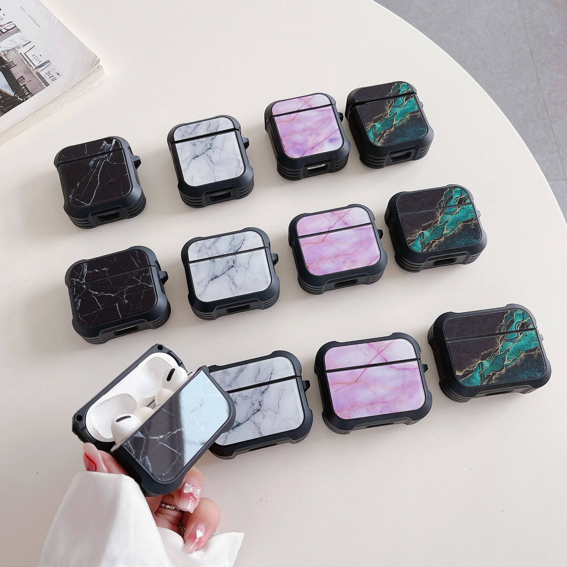 

Модный зеркальный чехол для наушников Apple Airpods 1 2, силиконовый чехол для наушников, стеклянный чехол для Airpods Pro, мраморный чехол для зарядки