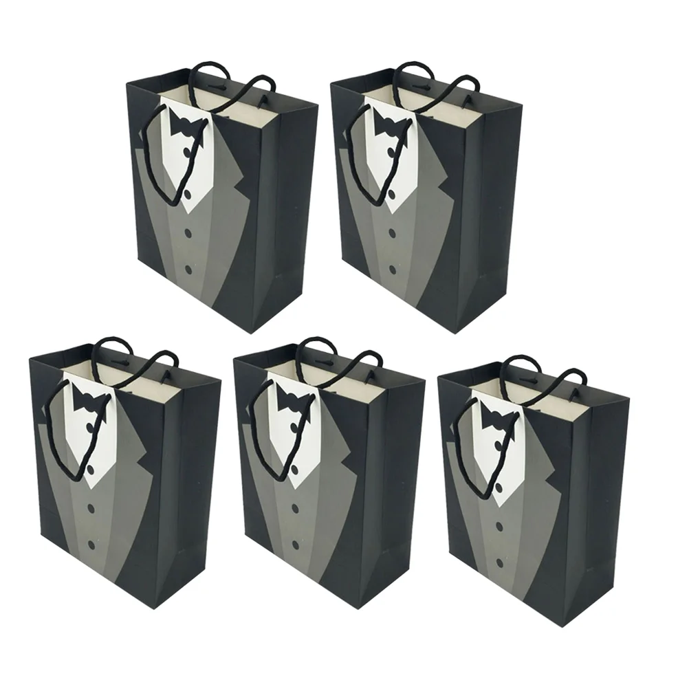 

Gift Paper Groomsmen Thank Kraft Shopping Medium You Size Handles Bulk Wedding Handle Handbag Merchandise Presents Pouch