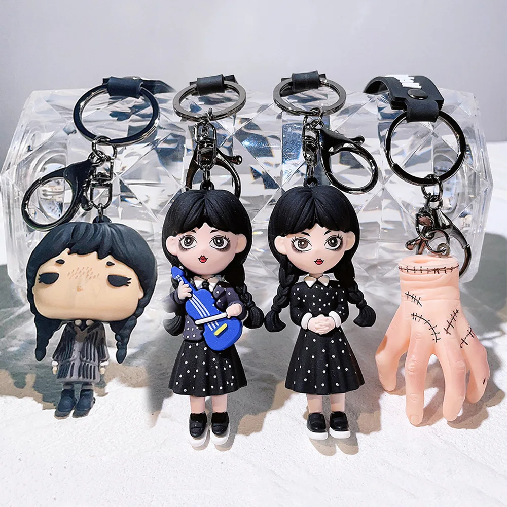 

Wednesday Addams Animated The Addams Family Keychain Action Figures Model Doll Keyring Backpack Pendant Cartoon Accessories Toys