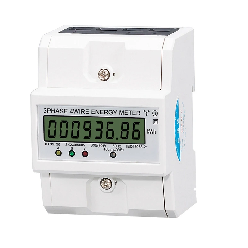 

380V 80A 3 Phase 4 Wire Din Rail Electronic Watt For Power Energy Meter Wattmeter Kwh LCD Display