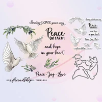 pure white pigeon birds cutting dies clear stamp peace ans nature scrapbooking diy metal cut dies stamps for cards diary decor