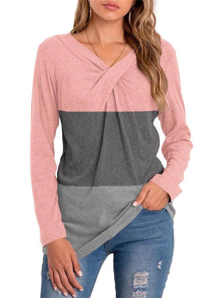 Женский свитшот с V-образным вырезом и длинным рукавом |