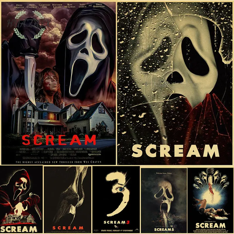 

Horror Movie Kraft Paper Terror Skeleton Poster for Home Room Decor Living Room Vintage Style Art Decorative Print Wall Painting