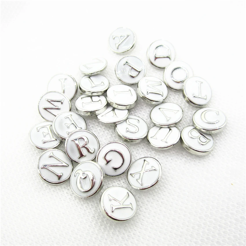 

26pcs/lot White A-Z Alphabet Snaps Button 12mm Snap Button Jewelry DIY Premium Sofa Shirt Button Jewelry