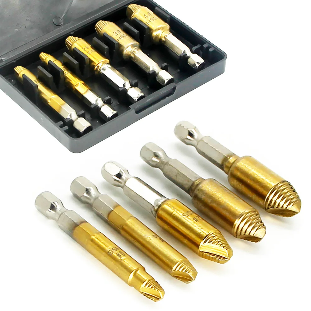 

Drill Tools Remover Screw Slip Stripped Remover Disassemble Demolish Set Screws Extractor Bit Bolt Teeth Stud 5pc Broken Damaged