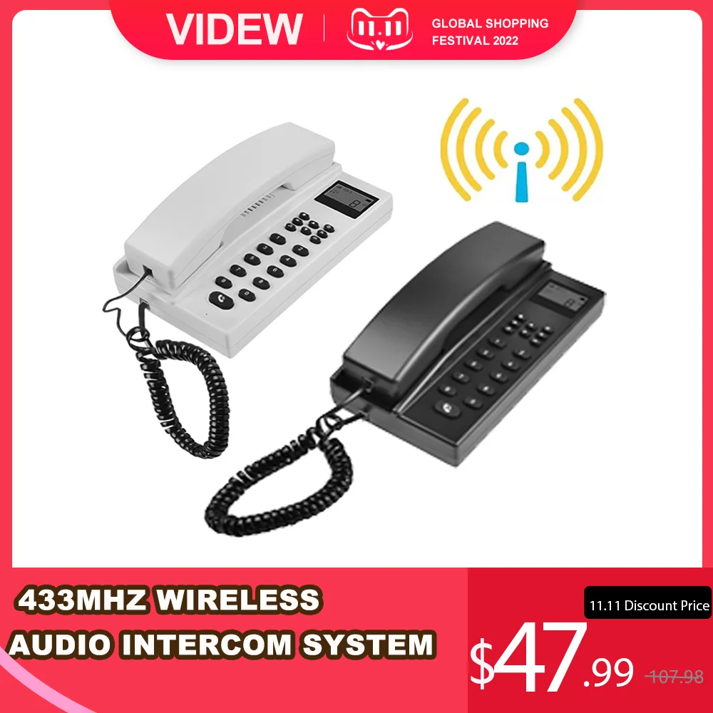 Продажа Беспроводной аудиодомофон 2,4 ГГц 433 МГц, телефонные безопасные раздвижные телефонные трубки для склада, офиса и дома