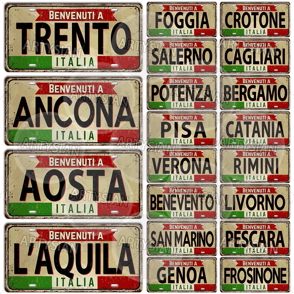 Италия Городская достопримечательность Metal SignTRENTO BERGAM RIMINI AOSTA SAN MARINO COZENZA PISA LIVORNO