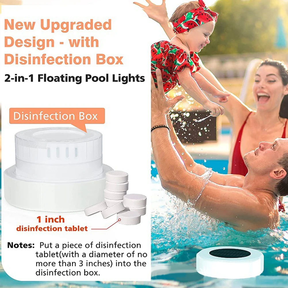 Плавающий бассейн на солнечной батарее хлорный поплавок с красочной фотографией