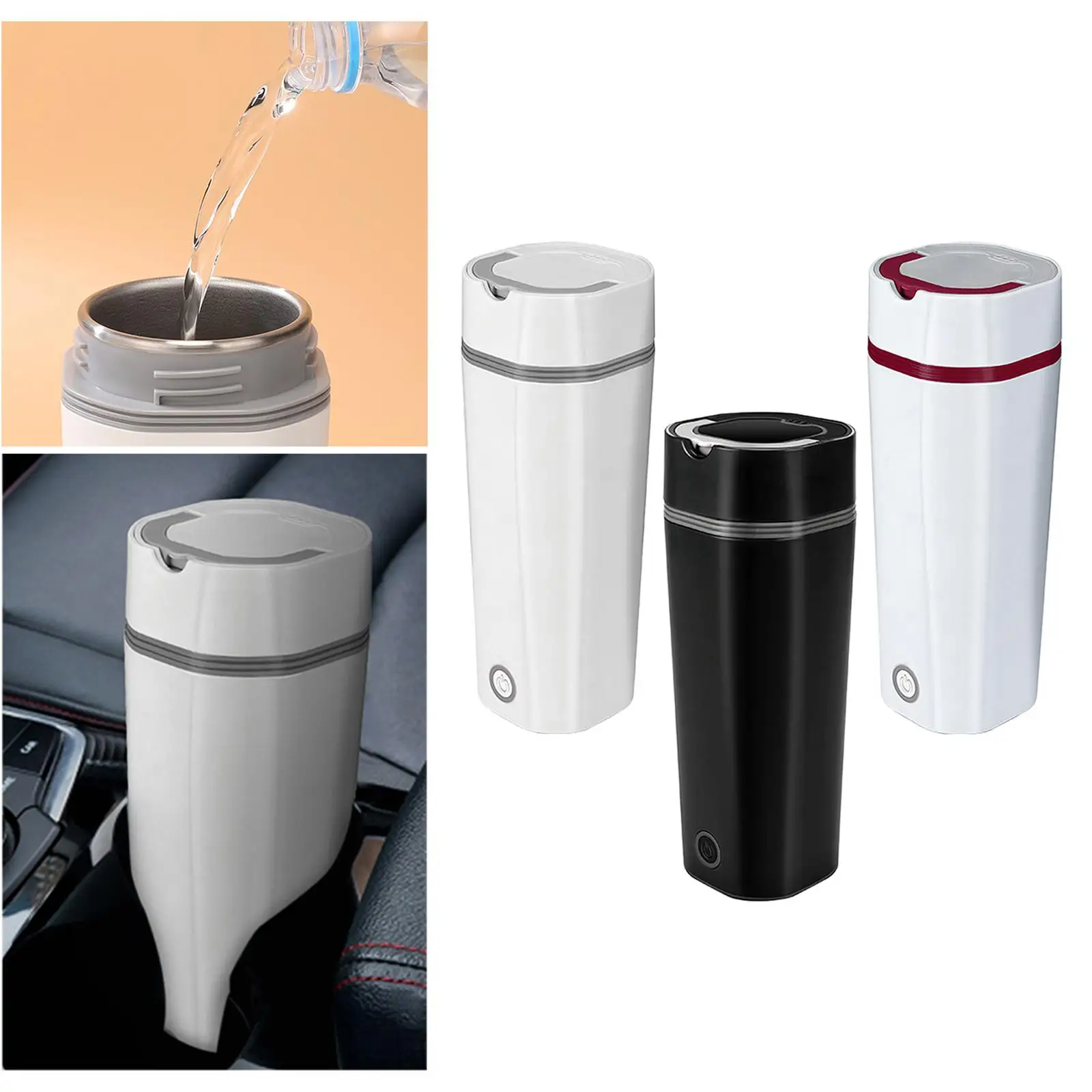 

Heated Water Cup 350ml 12V 304 Stainless Steel Electric Car Kettle Fit for Coffee Boat Caravan