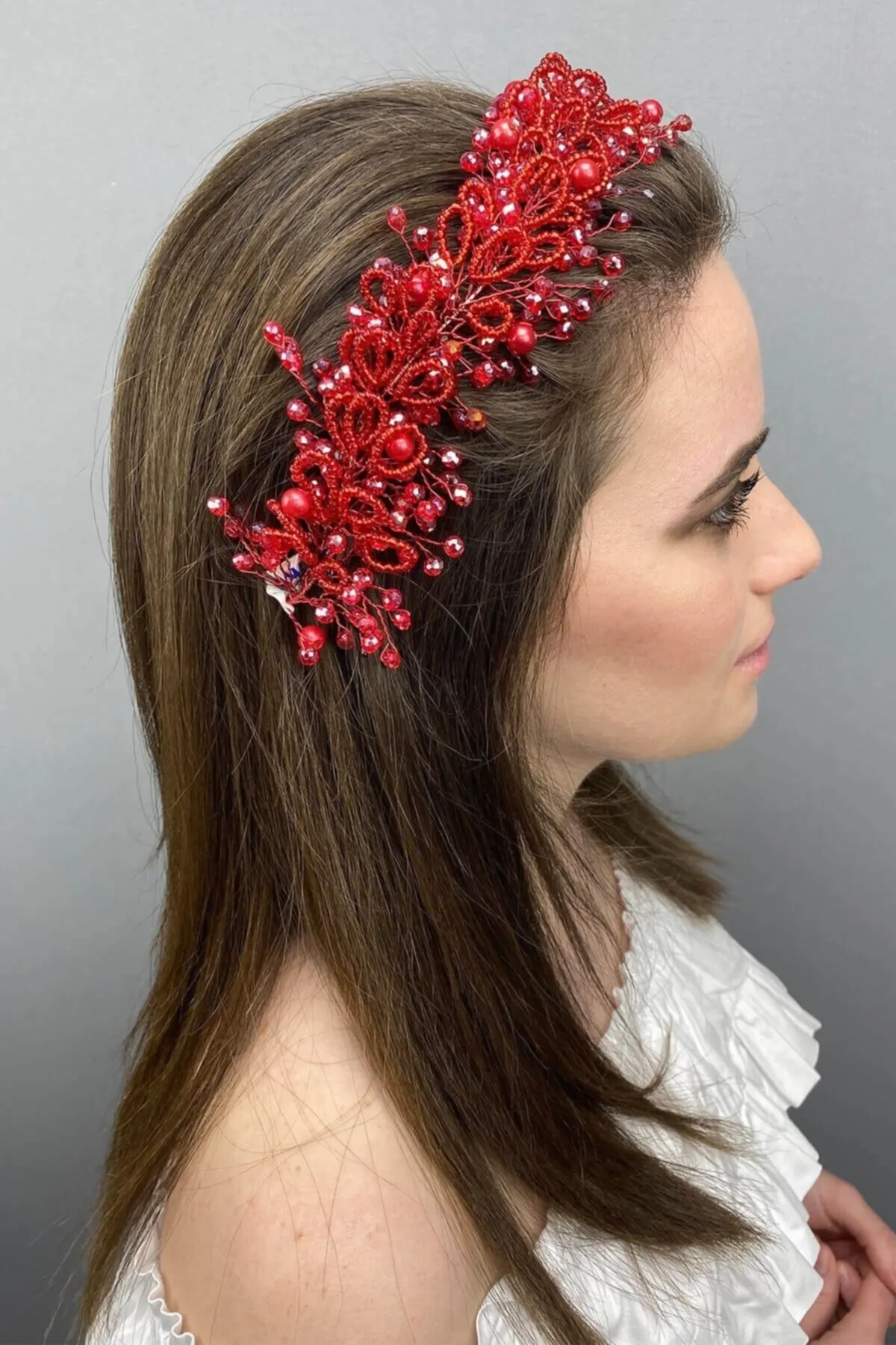 

Bridal Accessories Red Bridal Hair Accessory Wedding Handmade For Bride And Bridesmaids