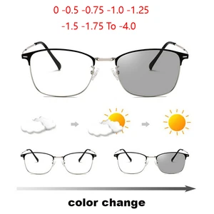 Очки солнцезащитные фотохромные, квадратные, для близорукости, с защитой от сисветильник, компьютерные очки с диоптриями от 0-0,5-1,0 до-4,0