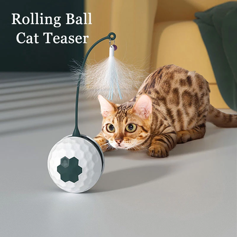 

Rolling Ball Cat Toy Smart Tumbler Cat Teaser Sticks Interactive Cat Toys Self-moving Cats Toys Vibration Sensor Kitten Game Toy
