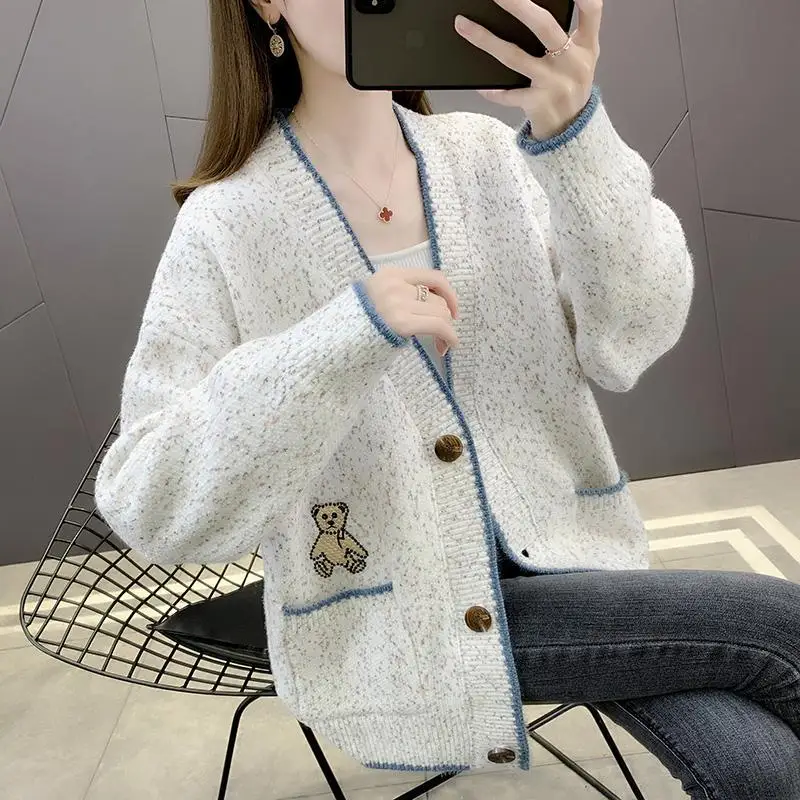 

Шенилл осенне-зимний вязаный кардиган, пальто для женщин, смесь норкового флиса, корейский Свободный стиль, свитер, верхняя одежда, кардиган, Женское пальто