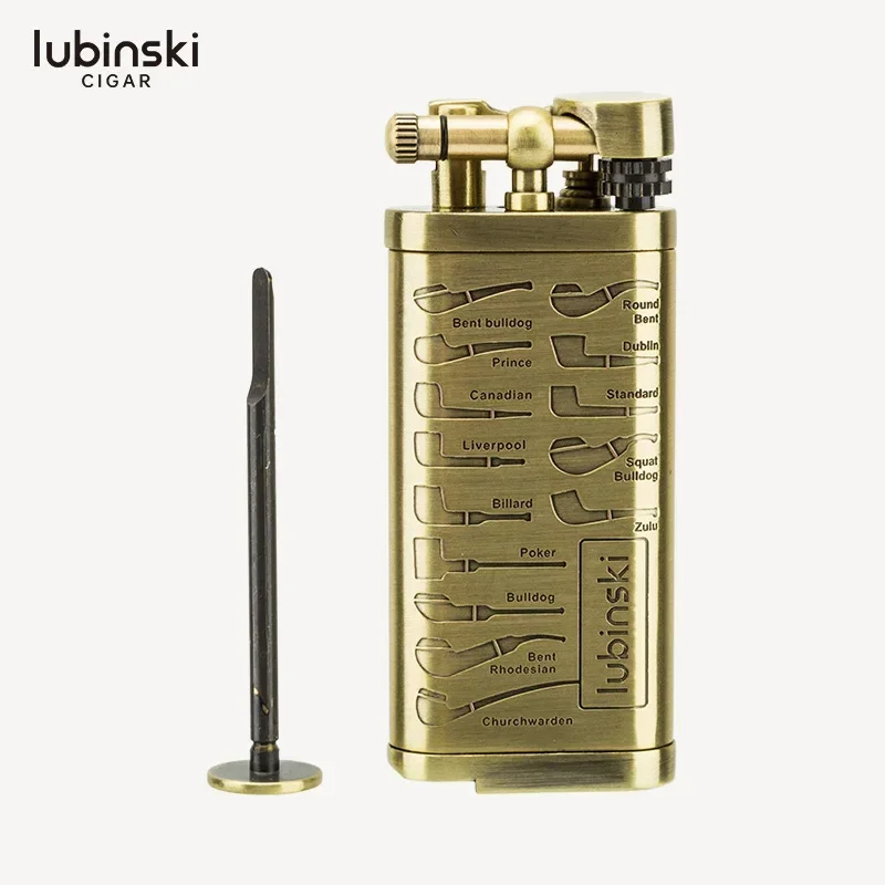 Фото Винтажная газовая зажигалка LUBINSKI с колесиком для зажигания, многофункциональный инструмент-скребок для удаления налета, подарок для мужчин №3