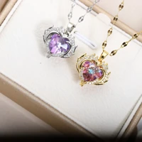 2022 new ocean heart personality necklace angel wings crystal pendant temperament fashion clavicle chain birthday party gifts